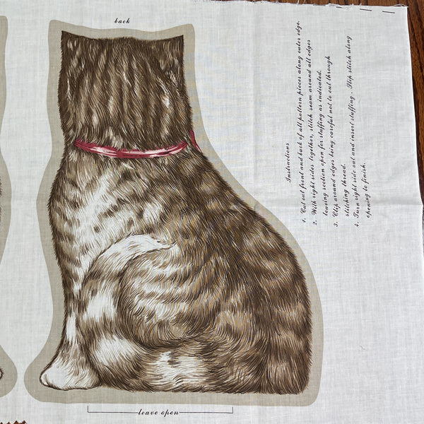 Vintage Fabric Panel Large Stuff and Sew Brown Tabby Cat