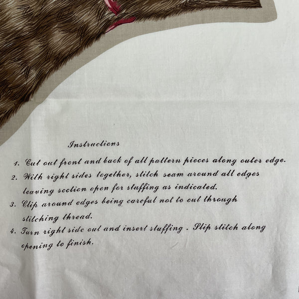 Vintage Fabric Panel Large Stuff and Sew Brown Tabby Cat