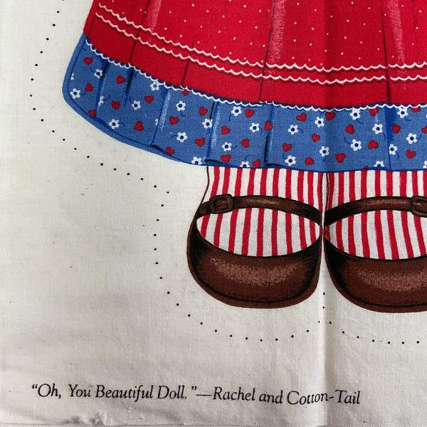 Vintage Fabric Panel Rachel and Cotton Tail Stuffed Dolls Stuff and Sew