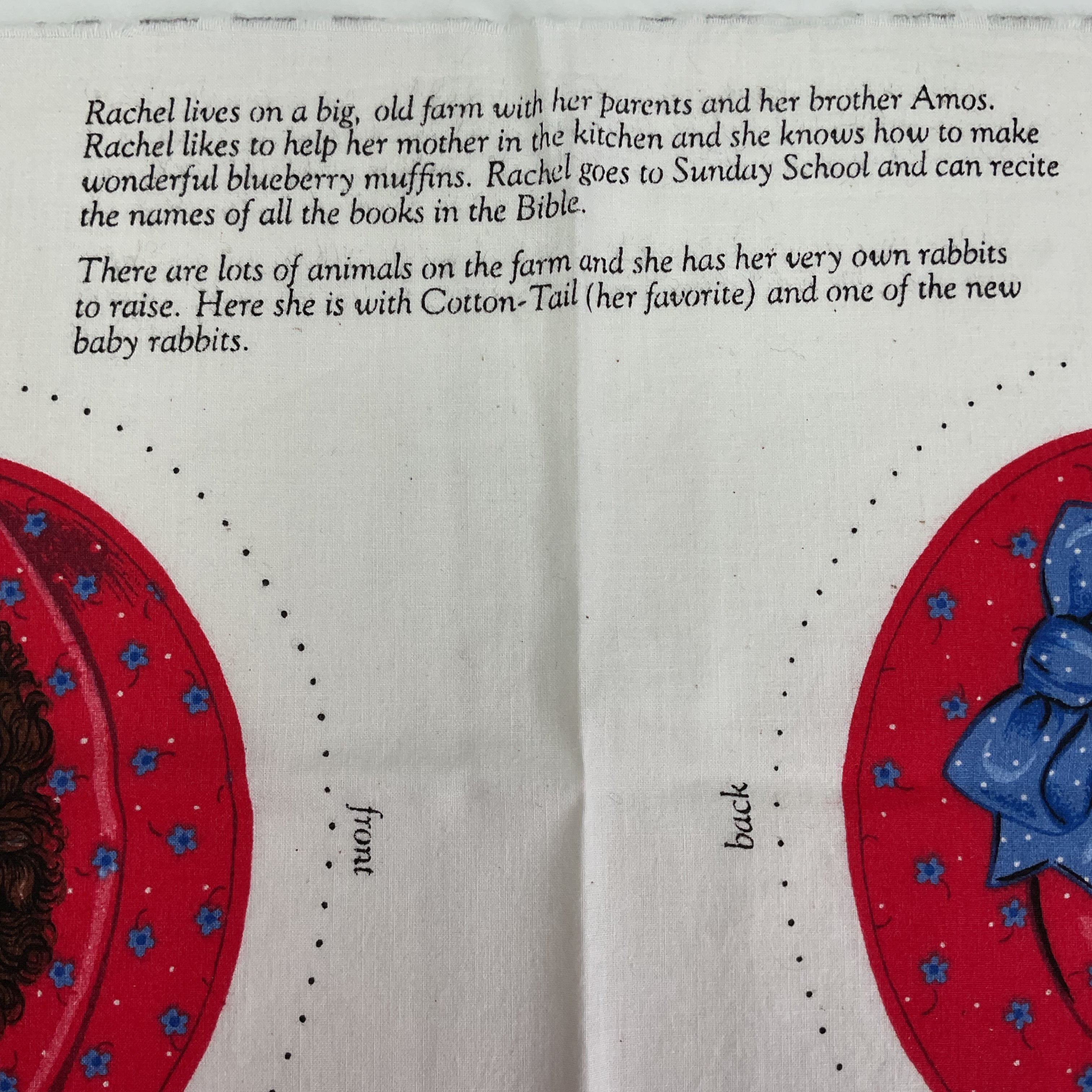 Vintage Fabric Panel Rachel and Cotton Tail Stuffed Dolls Stuff and Sew