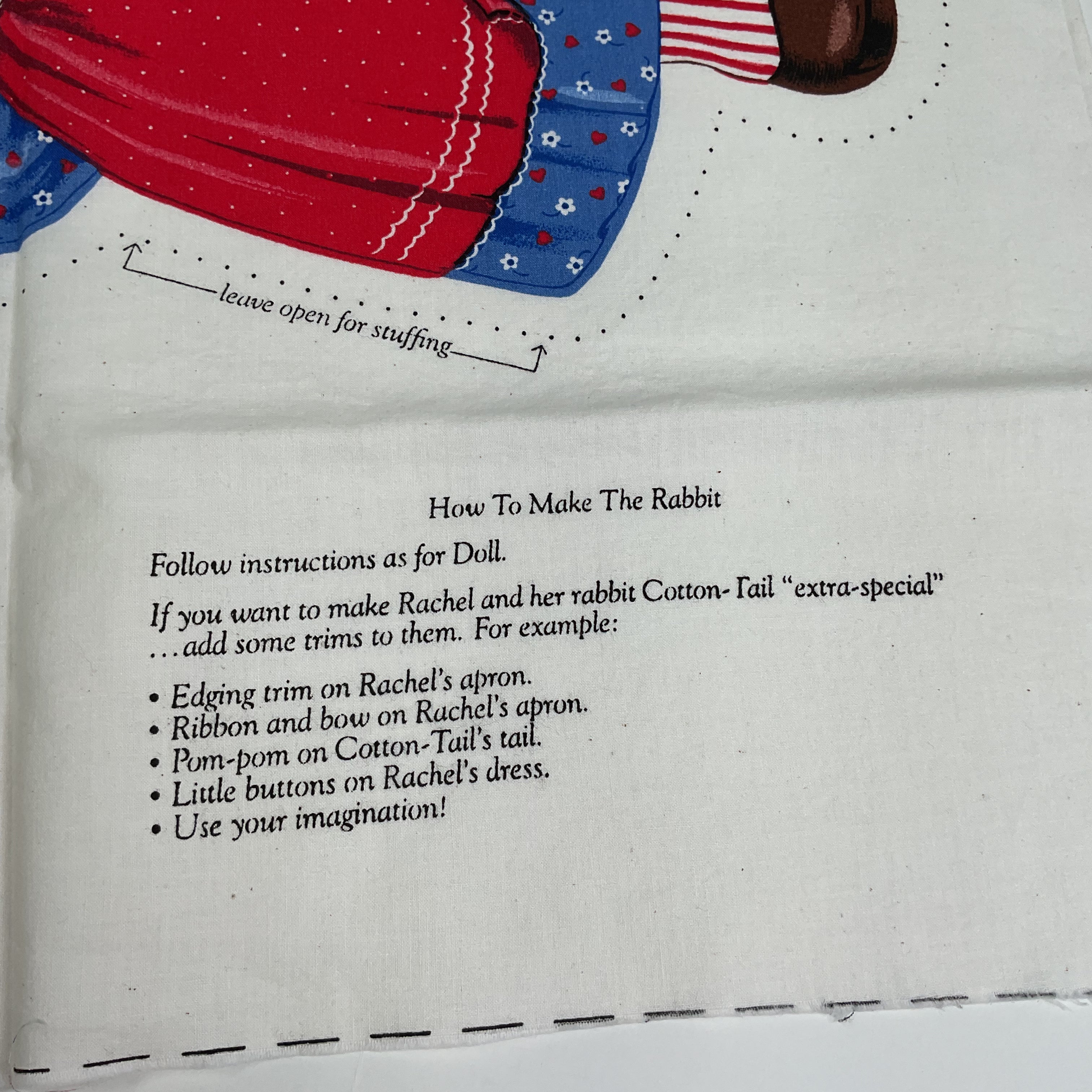 Vintage Fabric Panel Rachel and Cotton Tail Stuffed Dolls Stuff and Sew