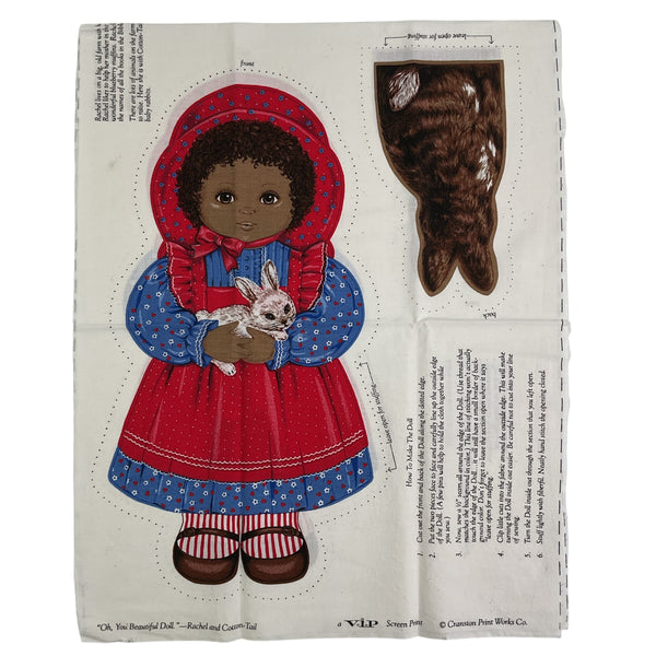 Vintage Fabric Panel Rachel and Cotton Tail Stuffed Dolls Stuff and Sew