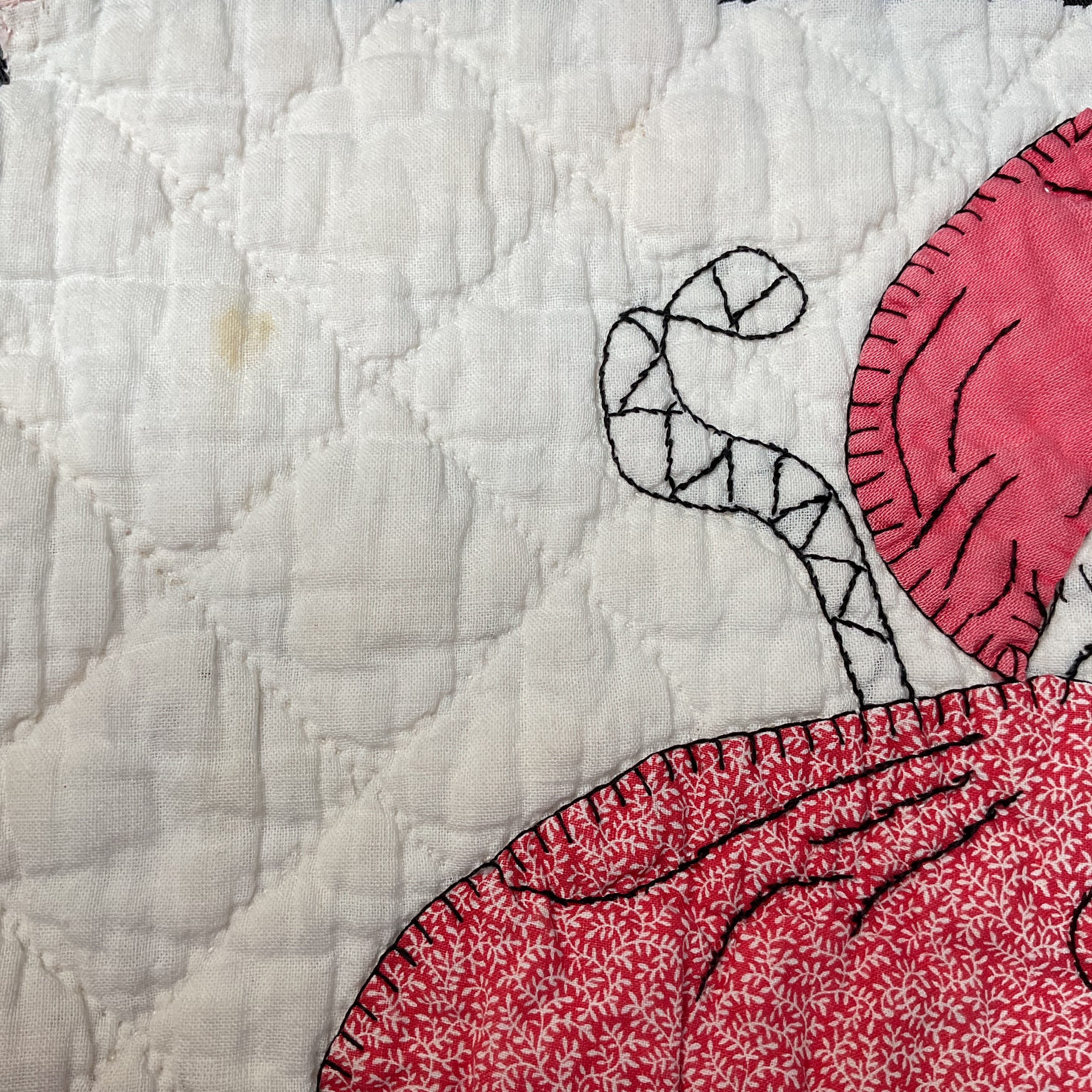 Vintage Embroidered Quilt Block Little Dutch Girl or Brownie Girl Red 10 1/2 x 11