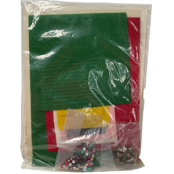 Vintage 1960s Bucilla Christmas Needlework Kit 1849 Door Knob Covers Jeweled