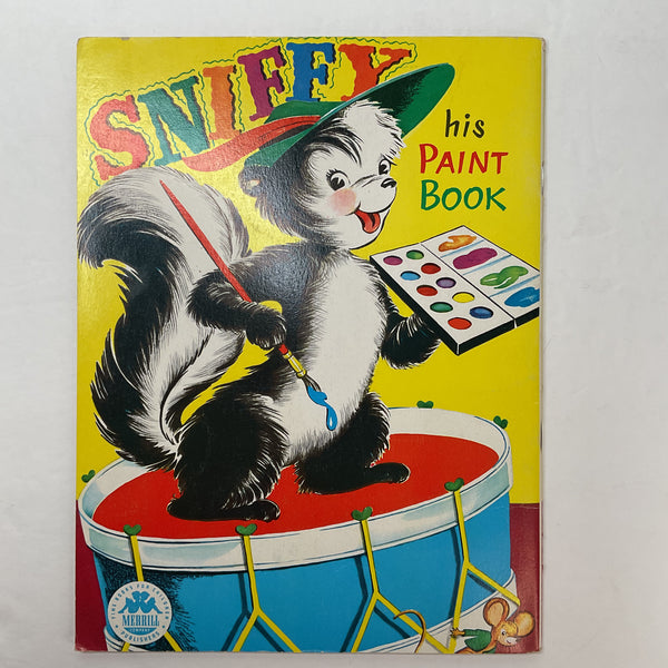 Vintage 1957 Children’s Paint Book Sniffy the Skunk Merrill No. 4864