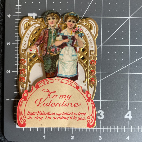 Vintage 1930s 3D Pop Up Valentine Card Boy and Girl Germany