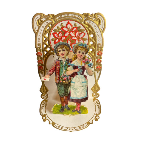 Vintage 1930s 3D Pop Up Valentine Card Boy and Girl Germany