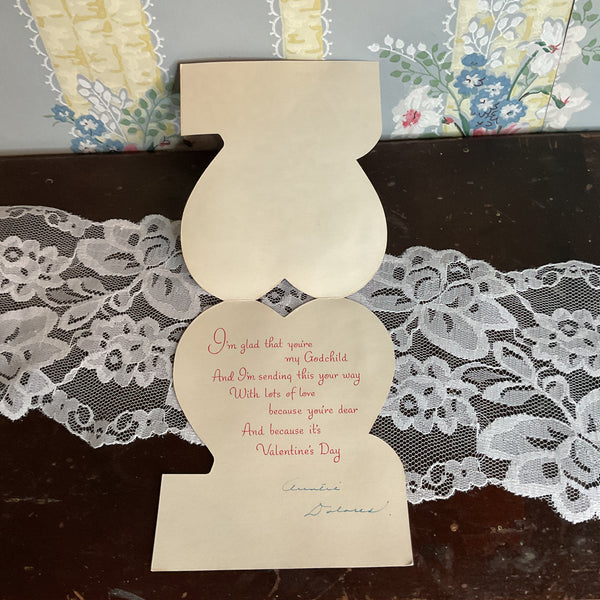 Vintage 1950s Norcross Valentine Card Elephant Flocked Godchild USED