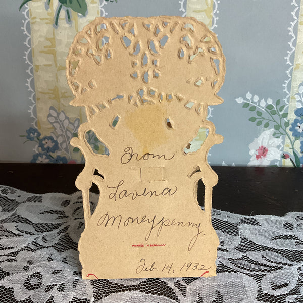 Vintage 1930s 3D Pop Up Valentine Card Boy and Girl Doves Germany