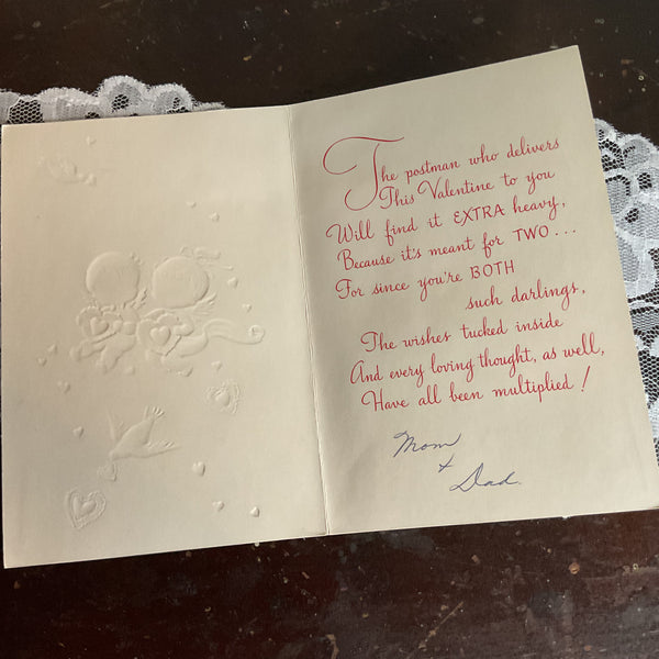 Vintage 1960s Valentine Card Angels White Doves USED