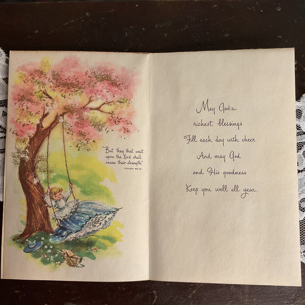 Vintage 1950s Get Well Card Southern Belle Dogwood Unused