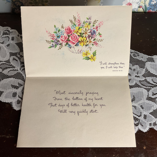 Vintage 1950s Get Well Card Colorful Train Filled With Flowers Unused