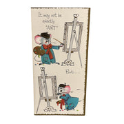 Anthropomorphic Mouse Artist Vintage 1950s Birthday Greeting Card Unused