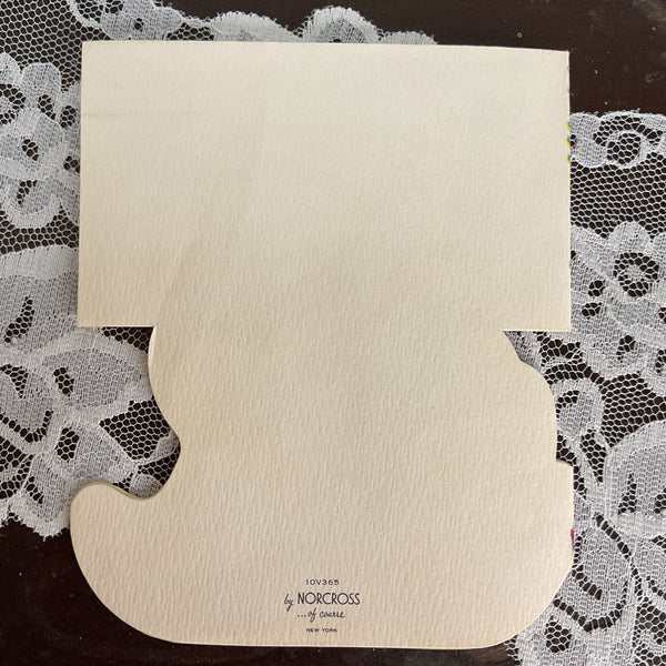 Vintage 1950s Norcross Valentine Card Flocked Rocking Horse Godchild USED