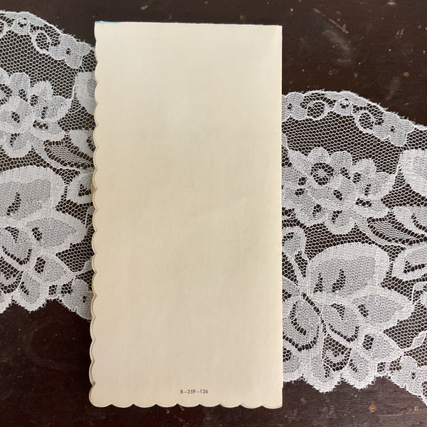 Vintage 1950s Birthday Greetings Card Pink Roses Feather Pen Unused