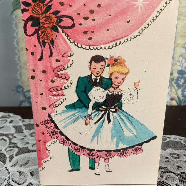Vintage 1950s Thinking of You Card Formal Couple Unused