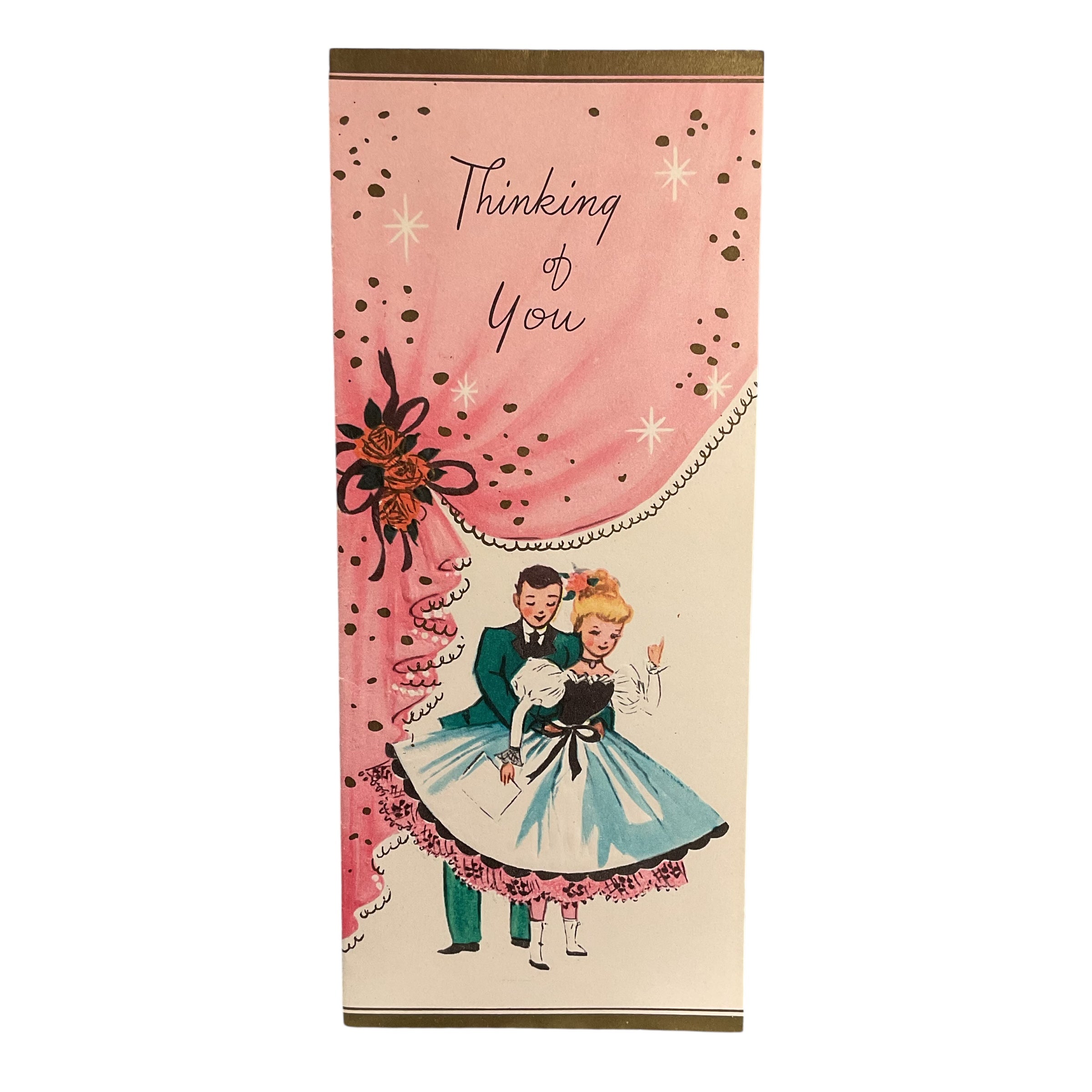 Vintage 1950s Thinking of You Card Formal Couple Unused