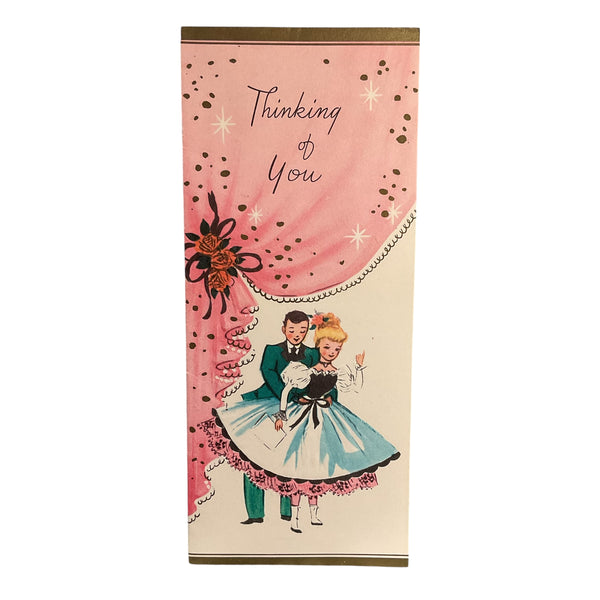 Vintage 1950s Thinking of You Card Formal Couple Unused