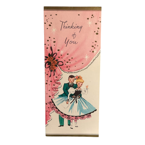 Vintage 1950s Thinking of You Card Formal Couple Unused