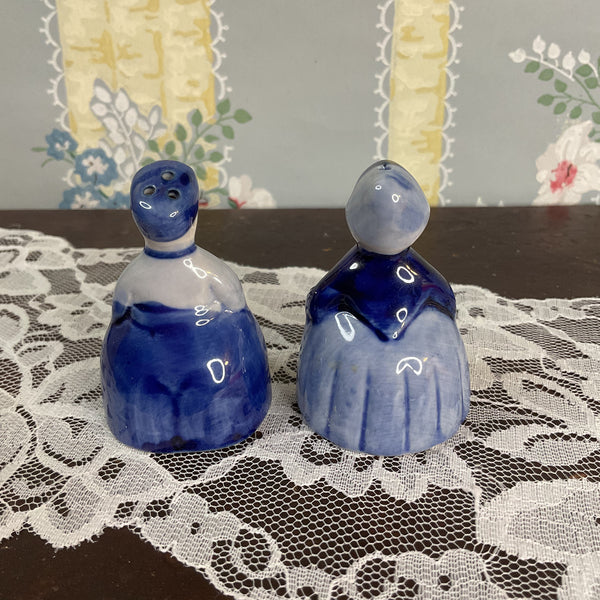Vintage Delft Blue Salt and Pepper Shakers Set Dutch Man and Woman