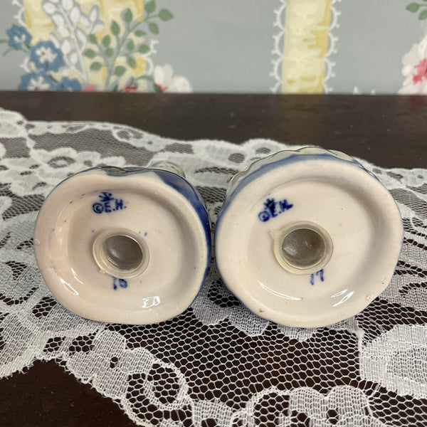 Vintage Delft Blue Salt and Pepper Shakers Set Dutch Man and Woman