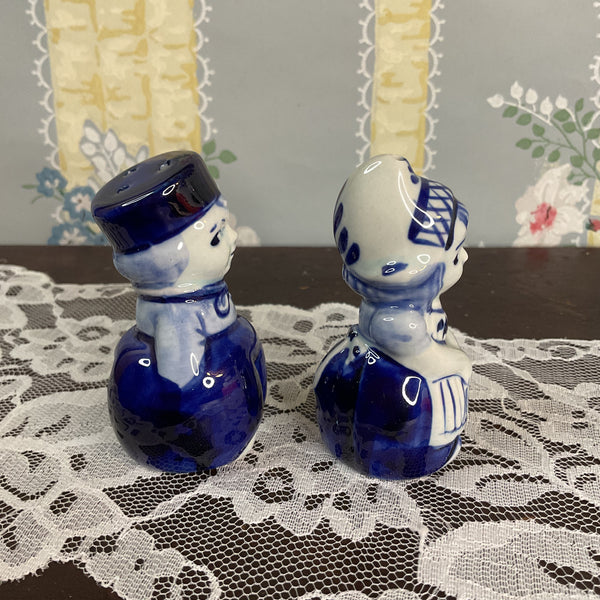 Vintage Delft Blue Salt and Pepper Shakers Set Dutch Boy and Girl