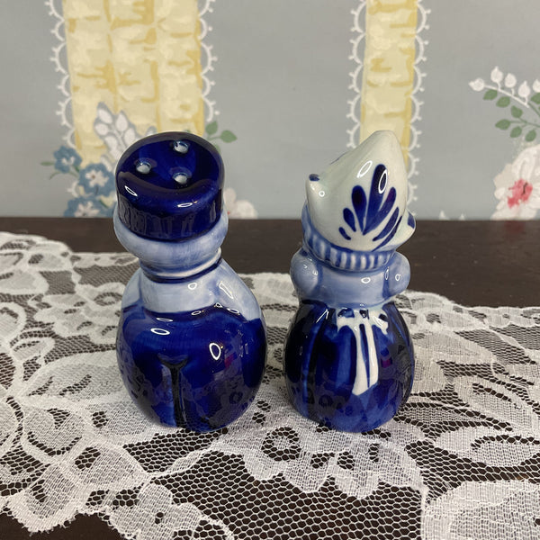 Vintage Delft Blue Salt and Pepper Shakers Set Dutch Boy and Girl