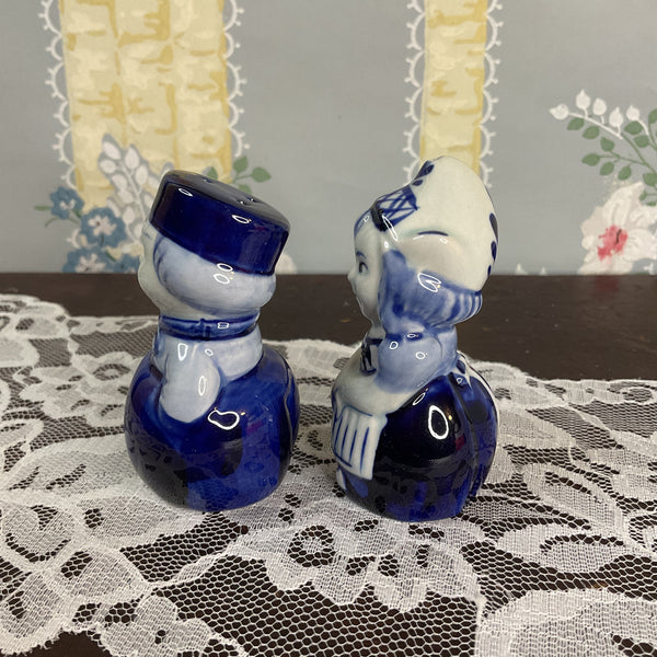 Vintage Delft Blue Salt and Pepper Shakers Set Dutch Boy and Girl