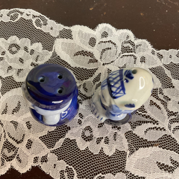 Vintage Delft Blue Salt and Pepper Shakers Set Dutch Boy and Girl