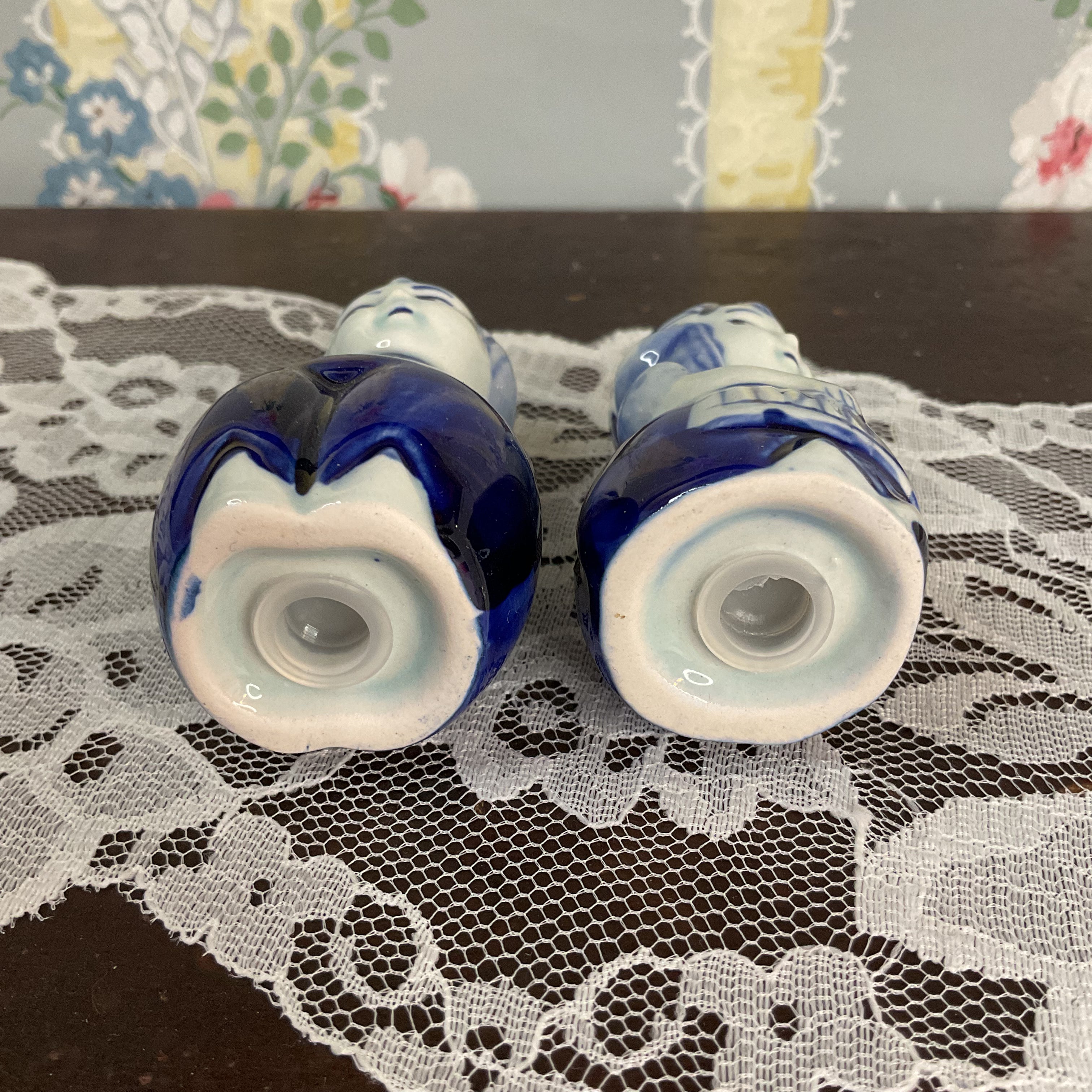 Vintage Delft Blue Salt and Pepper Shakers Set Dutch Boy and Girl