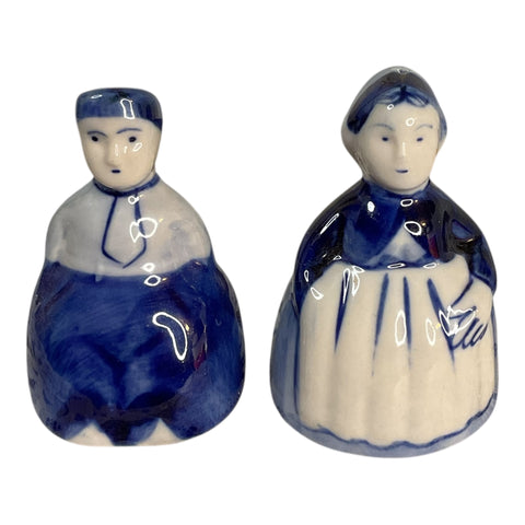 Vintage Delft Blue Salt and Pepper Shakers Set Dutch Man and Woman