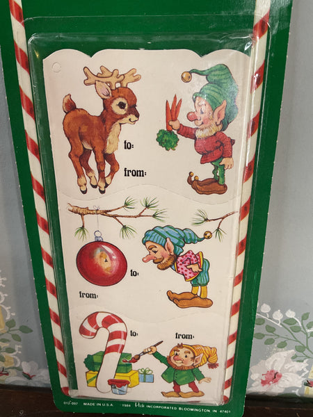 Vintage 1980s Merry Little Elves Christmas Gift Card Tags NOS Peck Inc