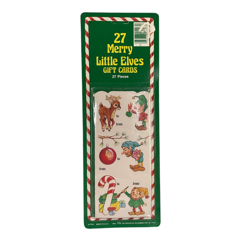 Vintage 1980s Merry Little Elves Christmas Gift Card Tags NOS Peck Inc