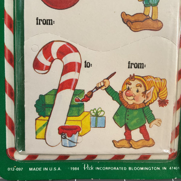 Vintage 1980s Merry Little Elves Christmas Gift Card Tags NOS Peck Inc