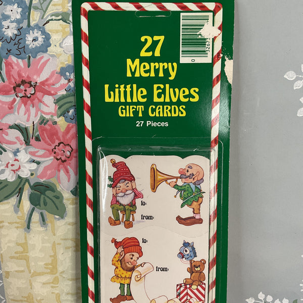 Vintage 1980s Merry Little Elves 27 Christmas Gift Card Tags NOS Peck Inc