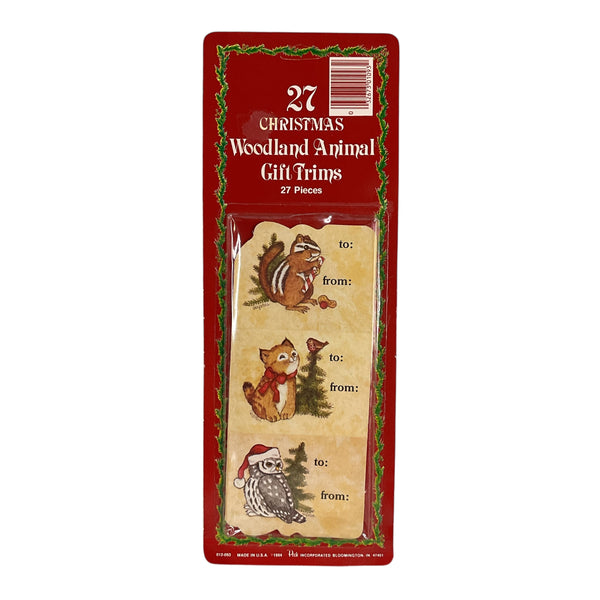 Vintage 1980s Woodland Animals 27 Christmas Gift Card Tags NOS Peck Inc