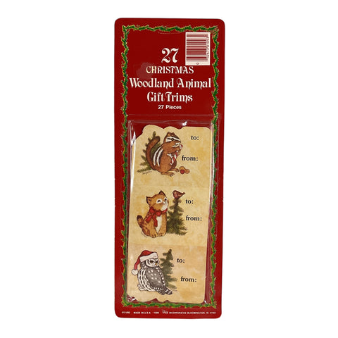 Vintage 1980s Woodland Animals 27 Christmas Gift Card Tags NOS Peck Inc