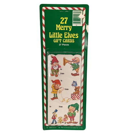 Vintage 1980s Merry Little Elves 27 Christmas Gift Card Tags NOS Peck Inc
