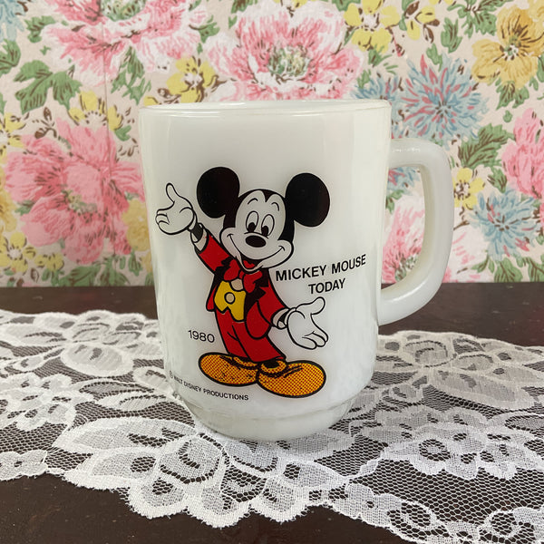 Vintage 1980 Mickey Mouse Coffee Mug Anchor Hocking Pepsi