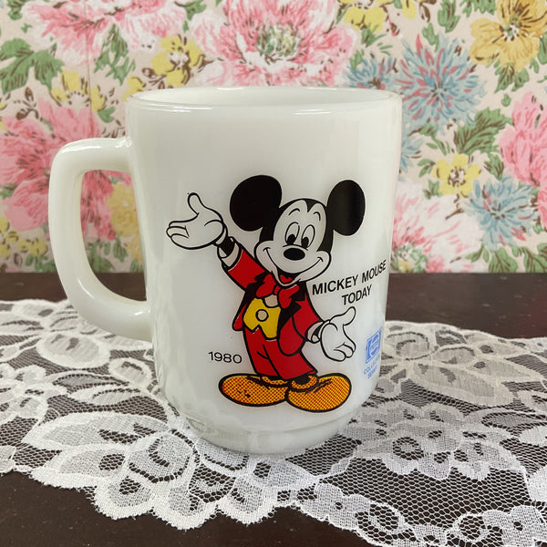 Vintage 1980 Mickey Mouse Coffee Mug Anchor Hocking Pepsi