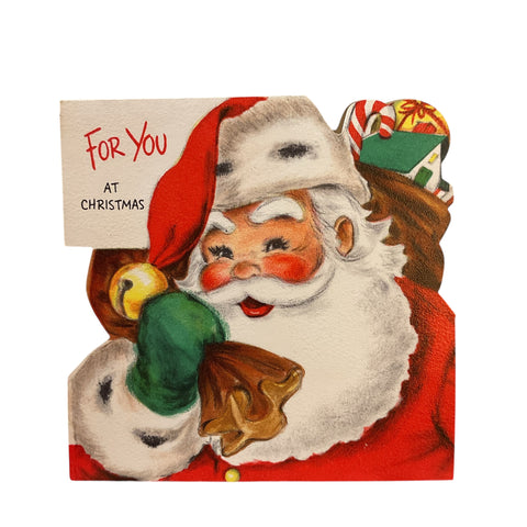 Vintage 1950s Hallmark Santa Claus Christmas Card USED