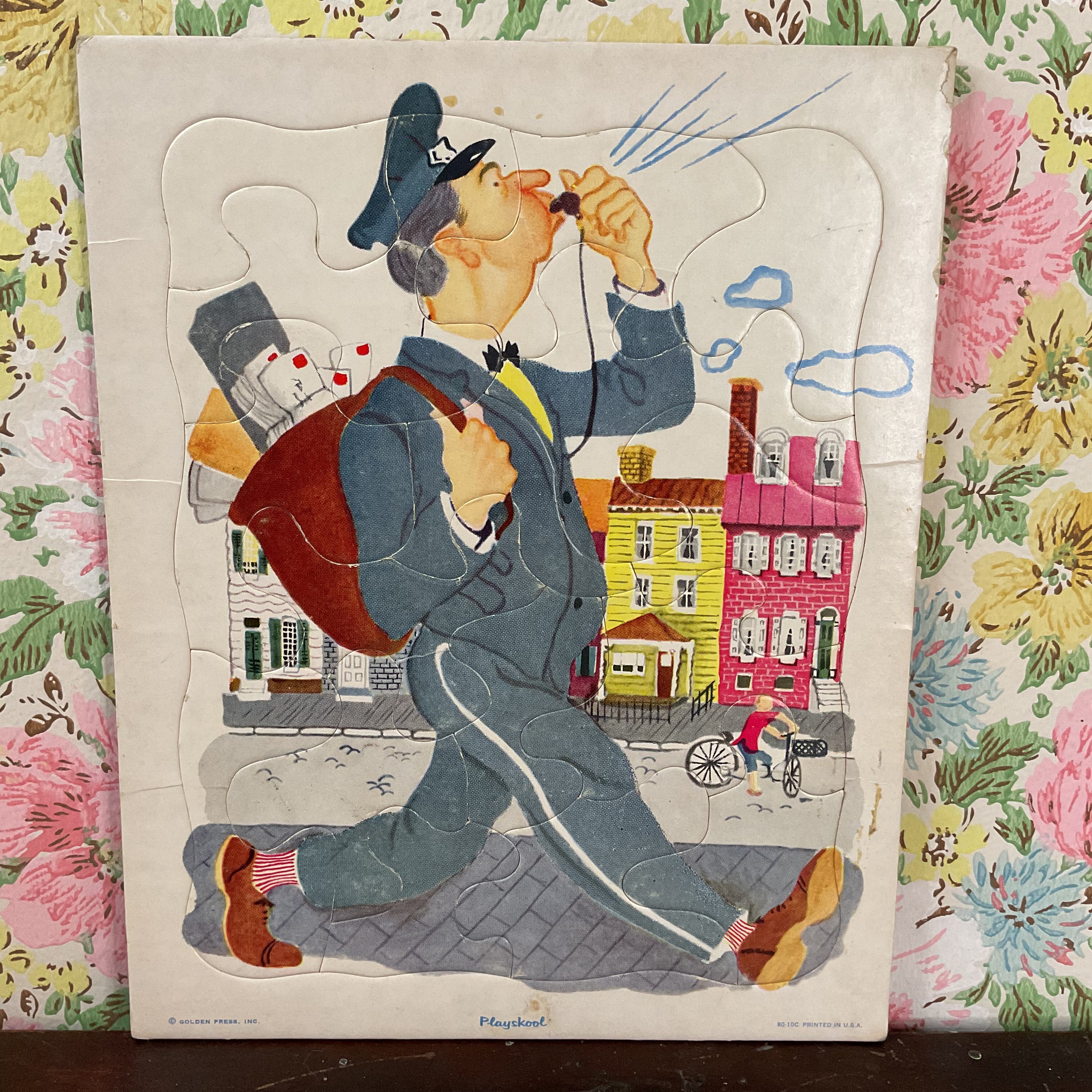 Vintage 1960s Playskool Mailman Children’s Frame Tray Puzzle Postman