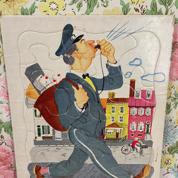 Vintage 1960s Playskool Mailman Children’s Frame Tray Puzzle Postman