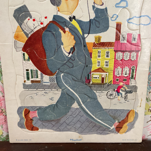 Vintage 1960s Playskool Mailman Children’s Frame Tray Puzzle Postman