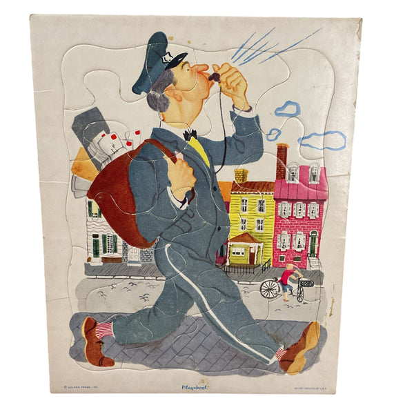 Vintage 1960s Playskool Mailman Children’s Frame Tray Puzzle Postman