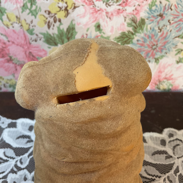 Vintage J S N Y Flocked Sharpei Piggy Bank Hard Plastic Coin Bank