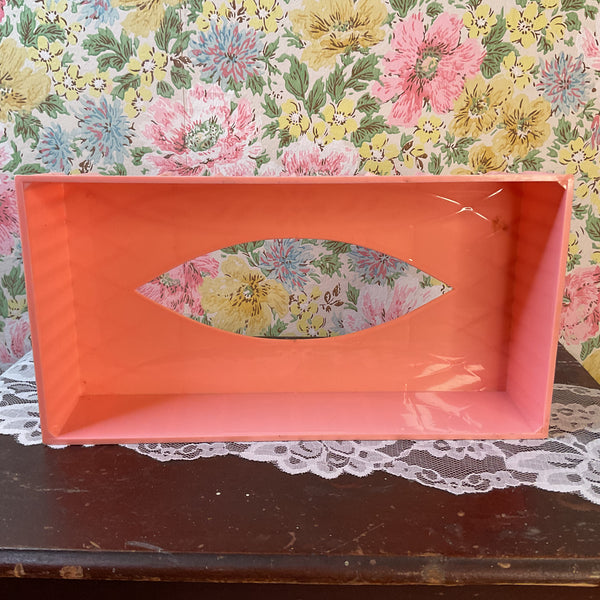 Vintage Pink Plastic Tissue Box Cover Floral Holder