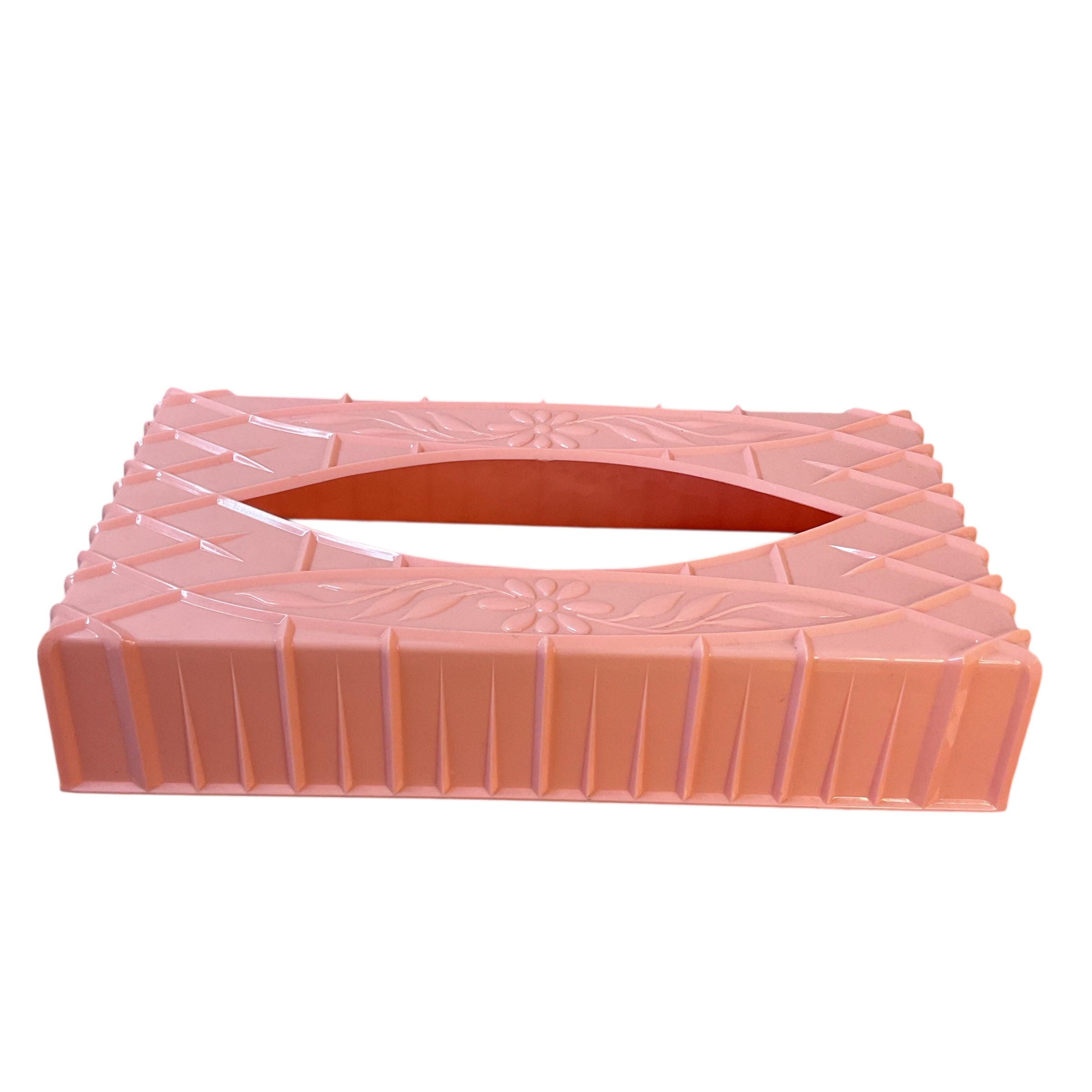 Vintage Pink Plastic Tissue Box Cover Floral Holder - Avid Vintage