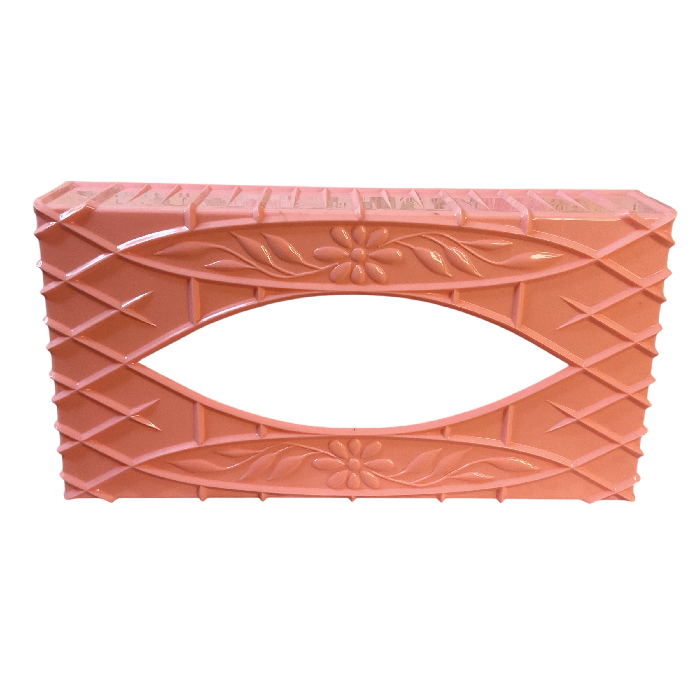 Vintage Pink Plastic Tissue Box Cover Floral Holder - Avid Vintage