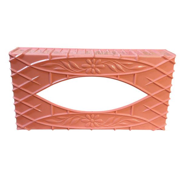 Vintage Pink Plastic Tissue Box Cover Floral Holder